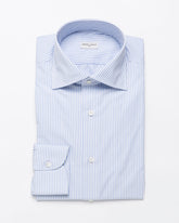 Blue "Doppio" Striped Shirt made of Cotton