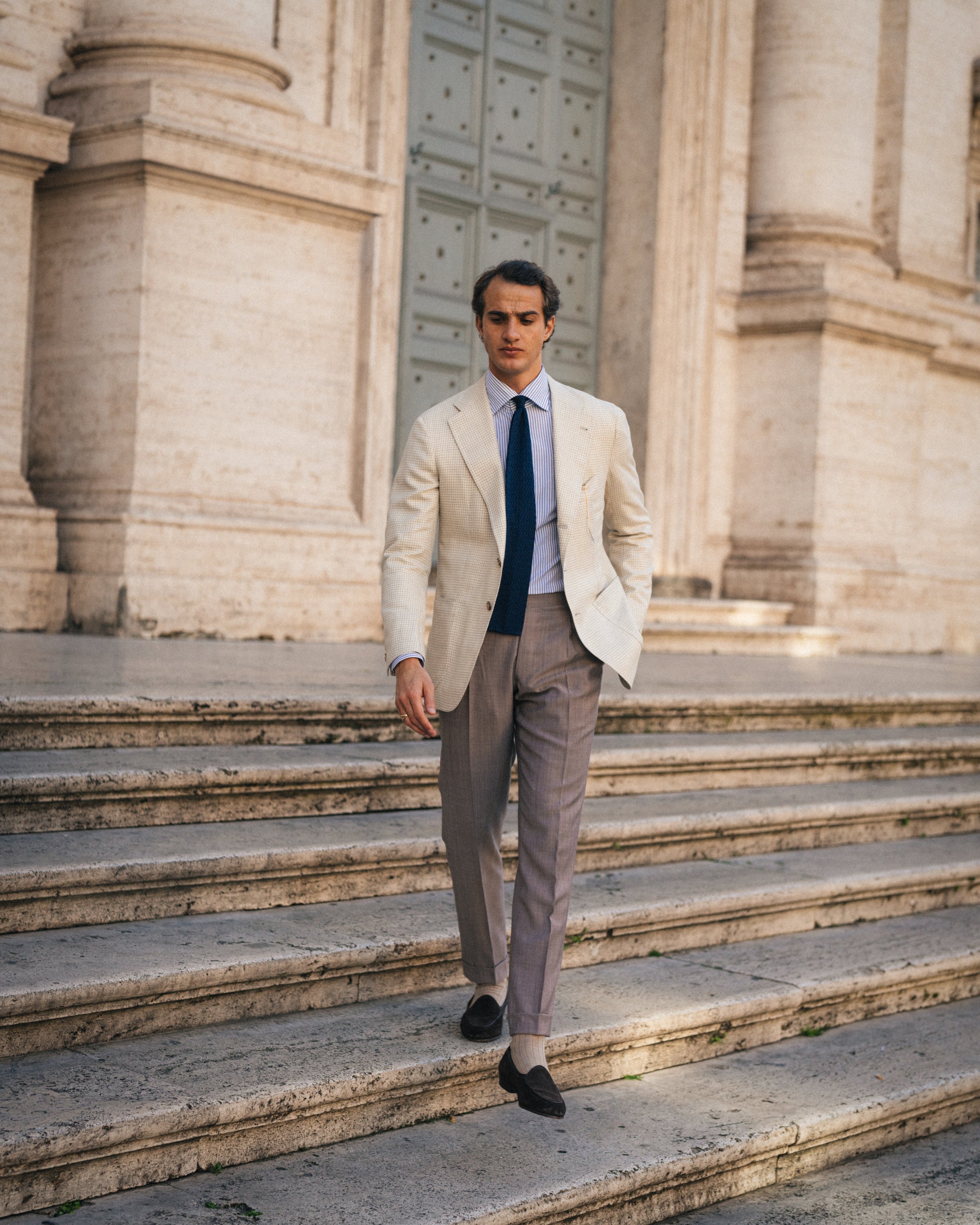 The "Check White Grey" Blazer Finto 3 Bottoni Orazio Luciano The "Check White Grey" Blazer Finto 3 Bottoni Orazio Luciano