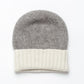 Bi-Color Grey and White Cashmere Beanie