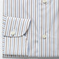 White Shirt with Blue and Brown Stripes