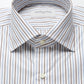 White Shirt with Blue and Brown Stripes
