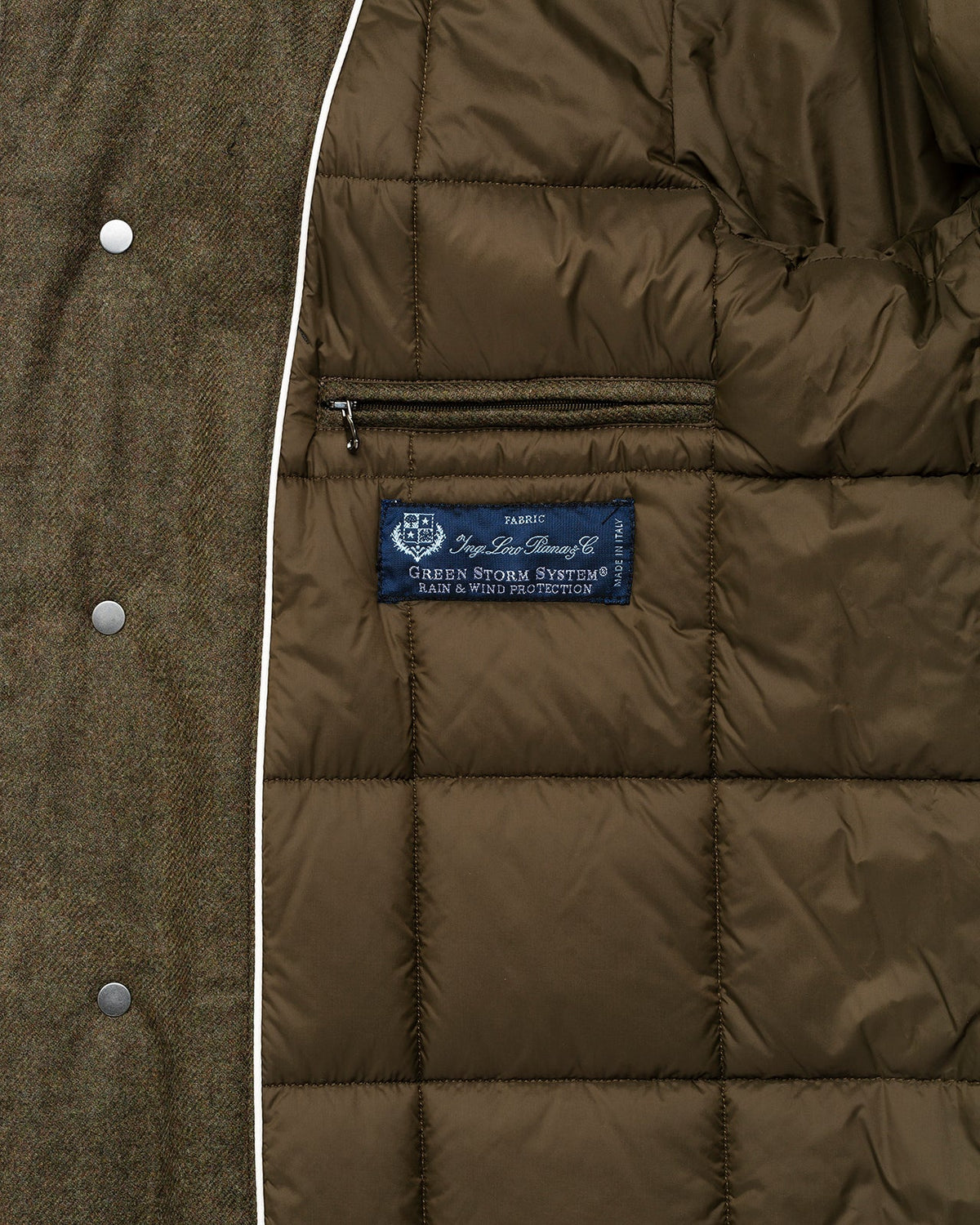 The Luxury Winter Coat "Davide" – Loro Piana Storm System – Green