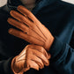 Orange Leather / Cashmere Gloves