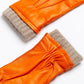 Orange Nappa Leather / Cashmere Gloves