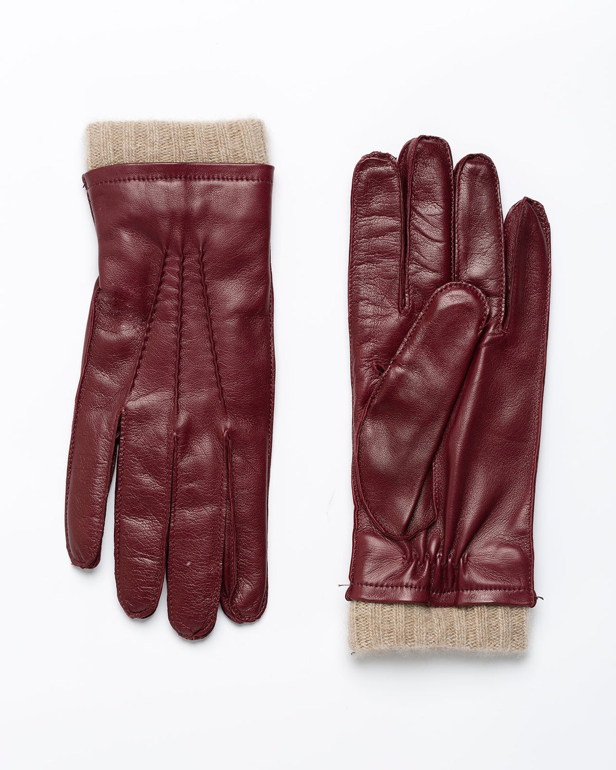 Burgundy Nappa Leather / Cashmere Gloves