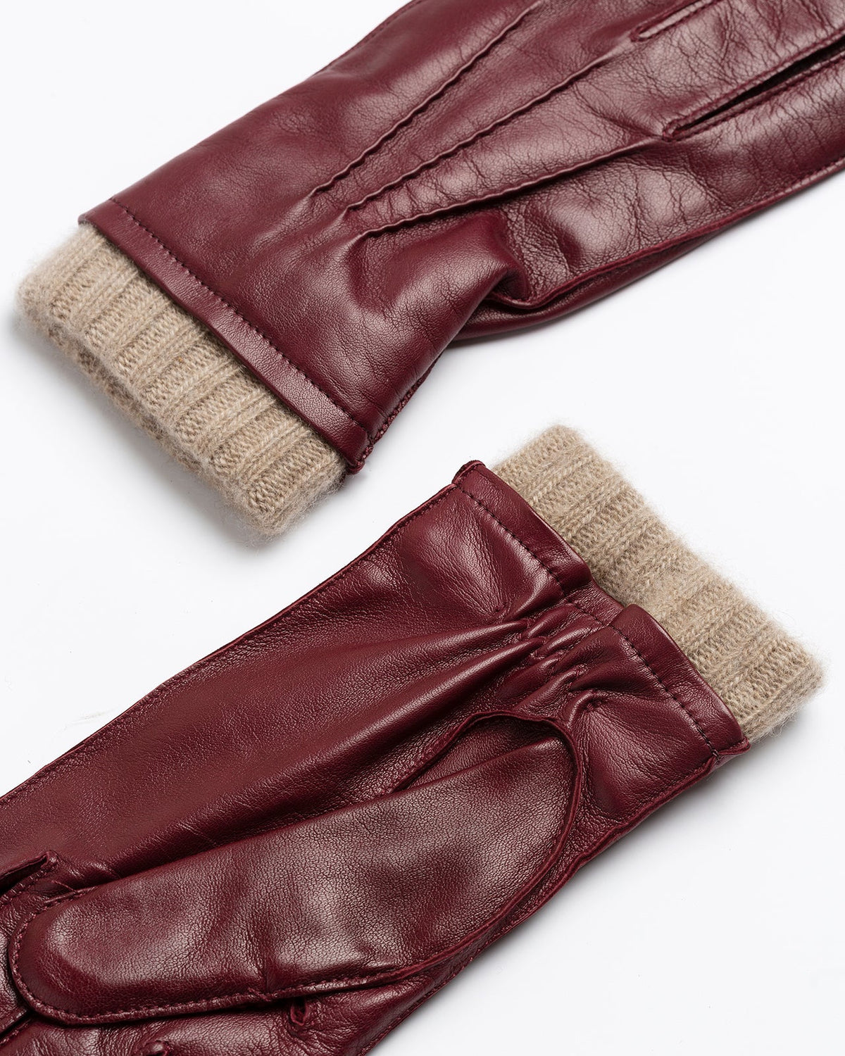 Burgundy Nappa Leather / Cashmere Gloves