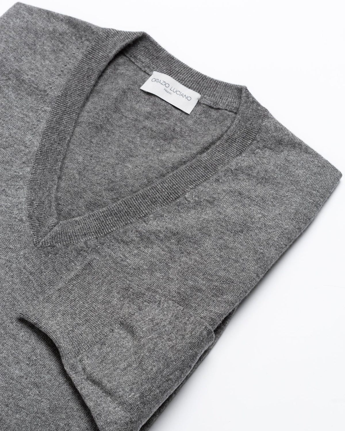 Grey Cashmere V-Neck Sweater