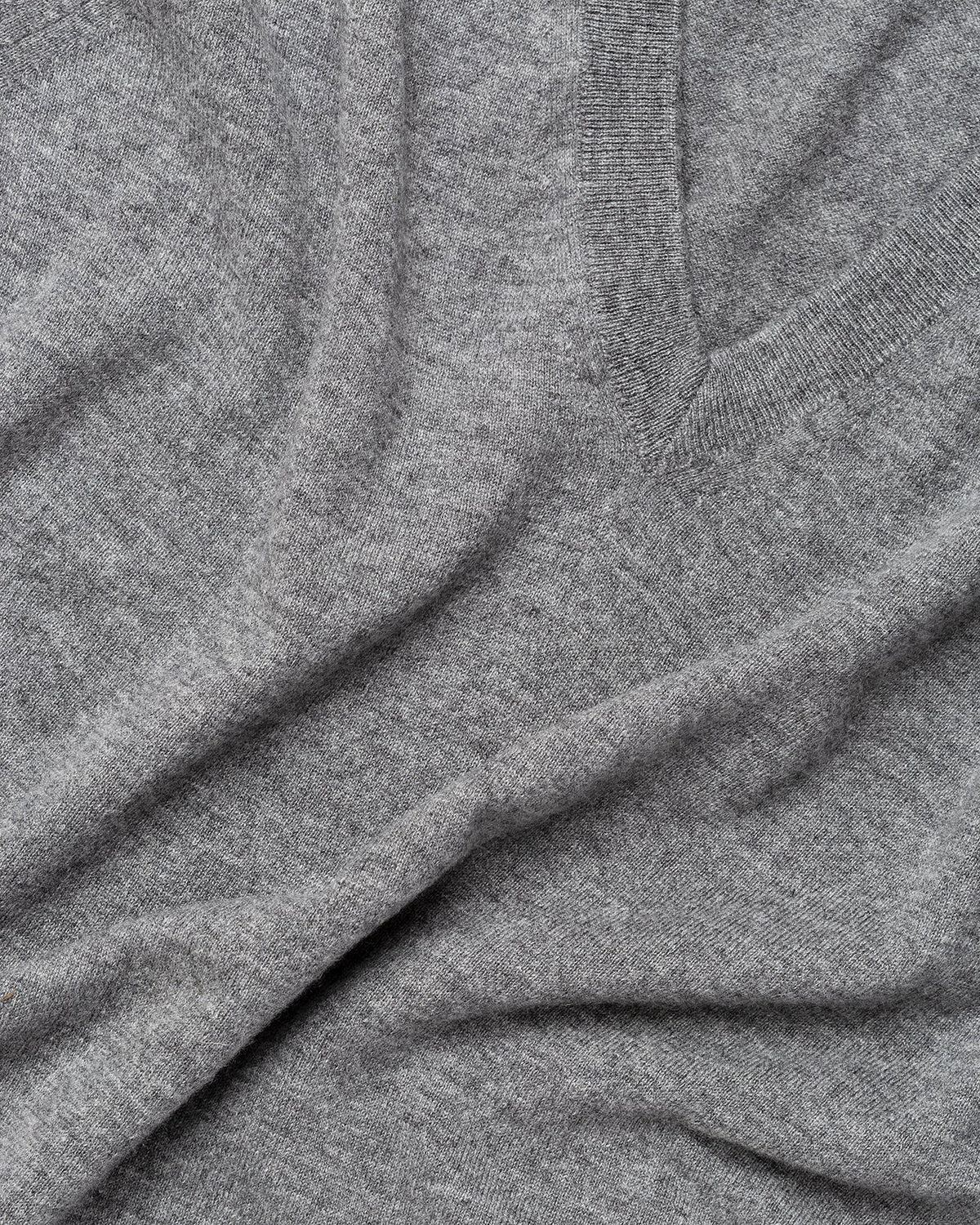 Grey Cashmere V-Neck Sweater