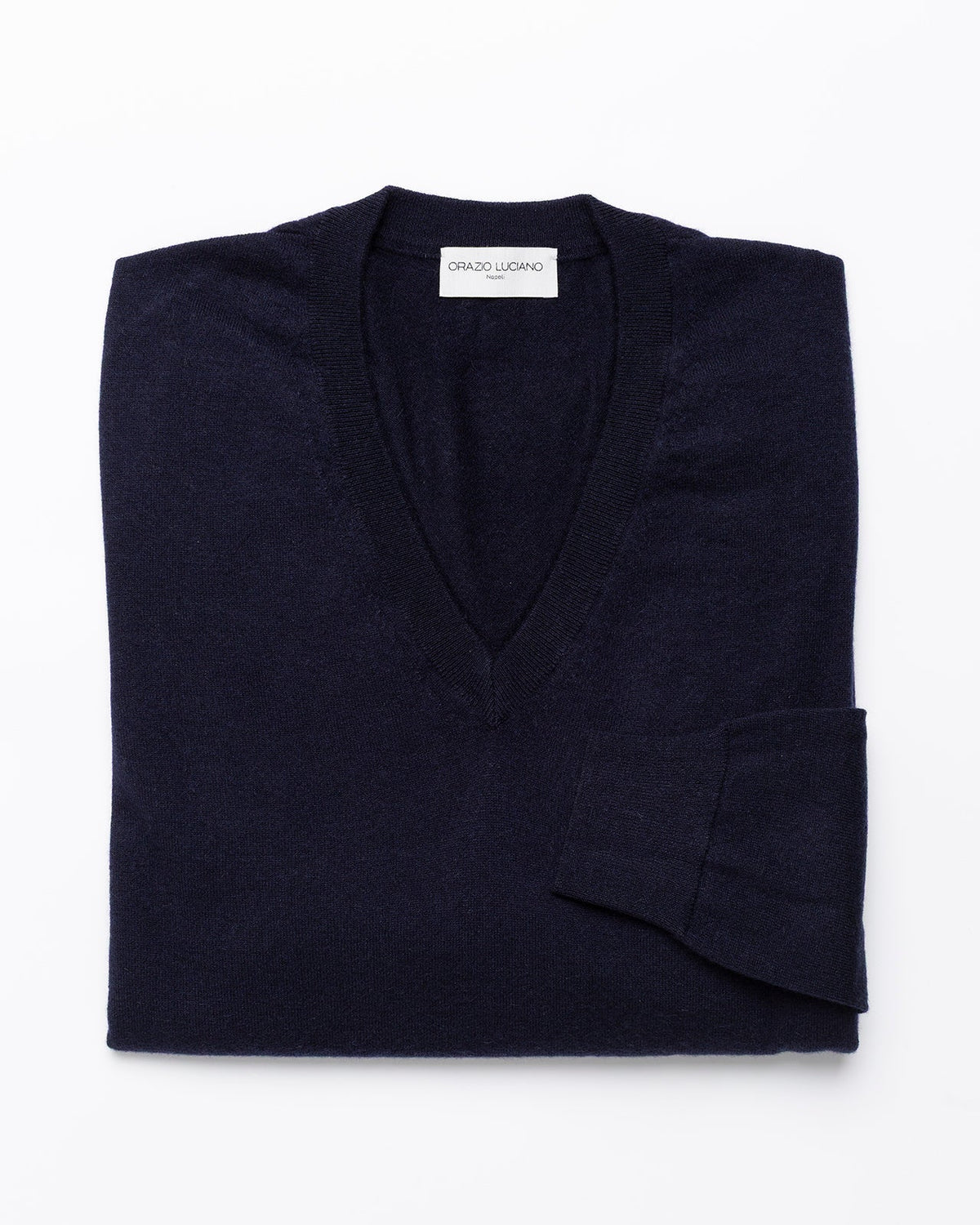 Navy Cashmere V-Neck Sweater