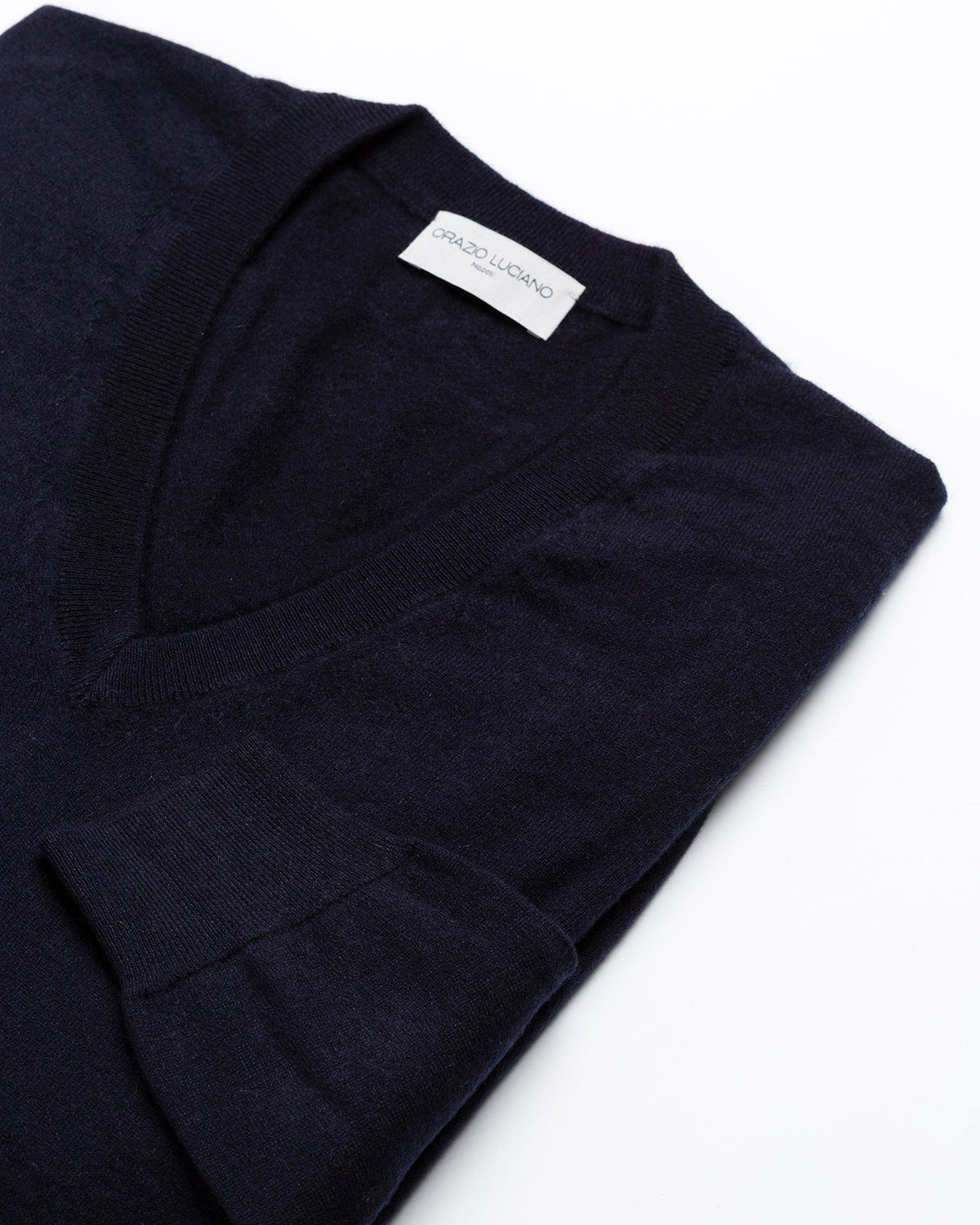Navy Cashmere V-Neck Sweater