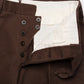 Brown Flat Fronted Pleated Trousers