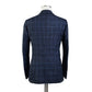 Blue Checked Wool, Silk and Linen Blend Blazer