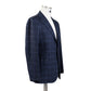 Blue Checked Wool, Silk and Linen Blend Blazer