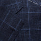Blue Checked Wool, Silk and Linen Blend Blazer