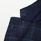 Blue Checked Wool, Silk and Linen Blend Blazer