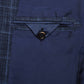 Blue Checked Wool, Silk and Linen Blend Blazer