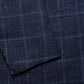 Blue Checked Wool, Silk and Linen Blend Blazer
